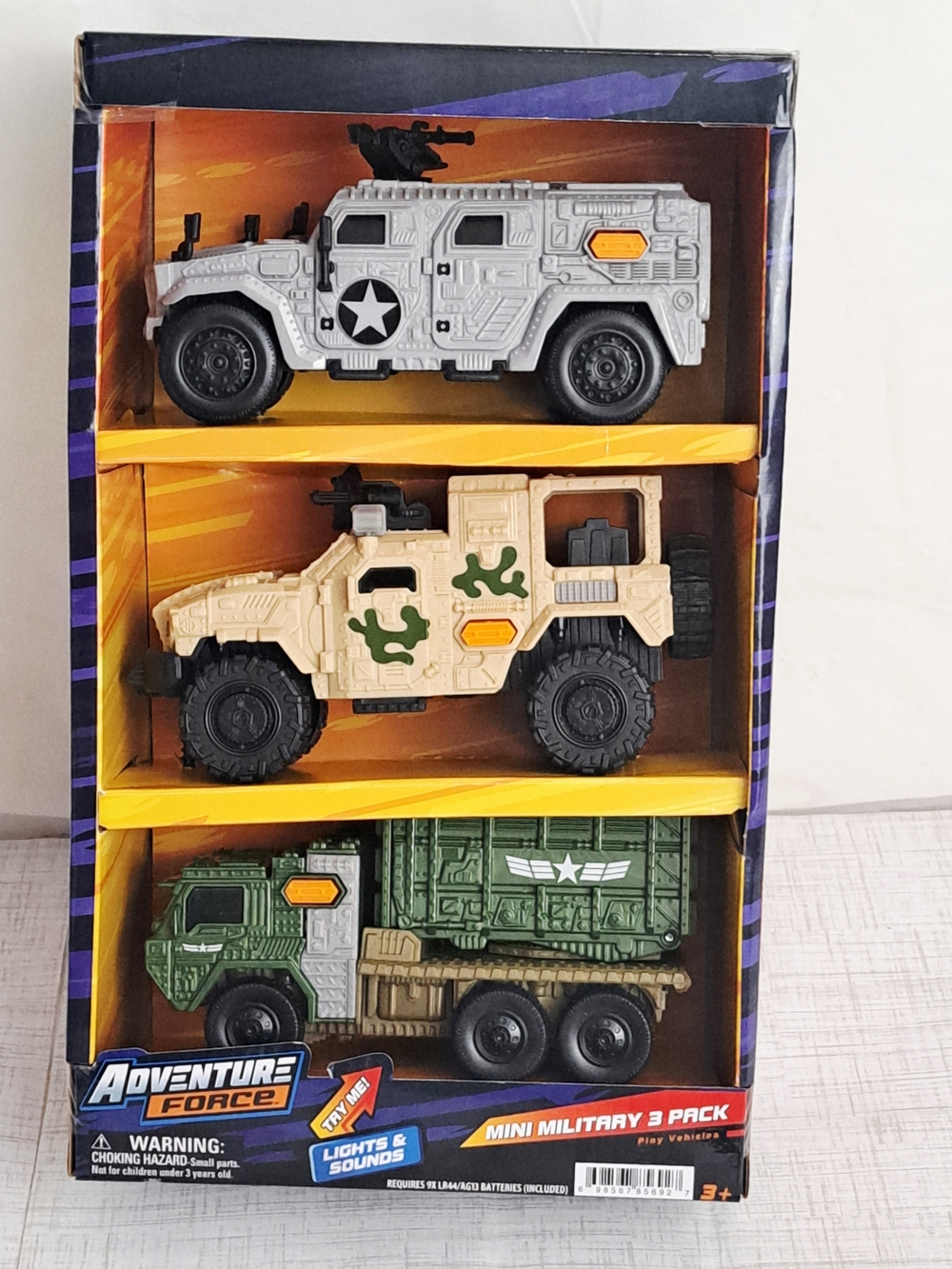 Adventure Force Mini Military 3-Pack Vehicles Toy Set- Green Gray & Tan